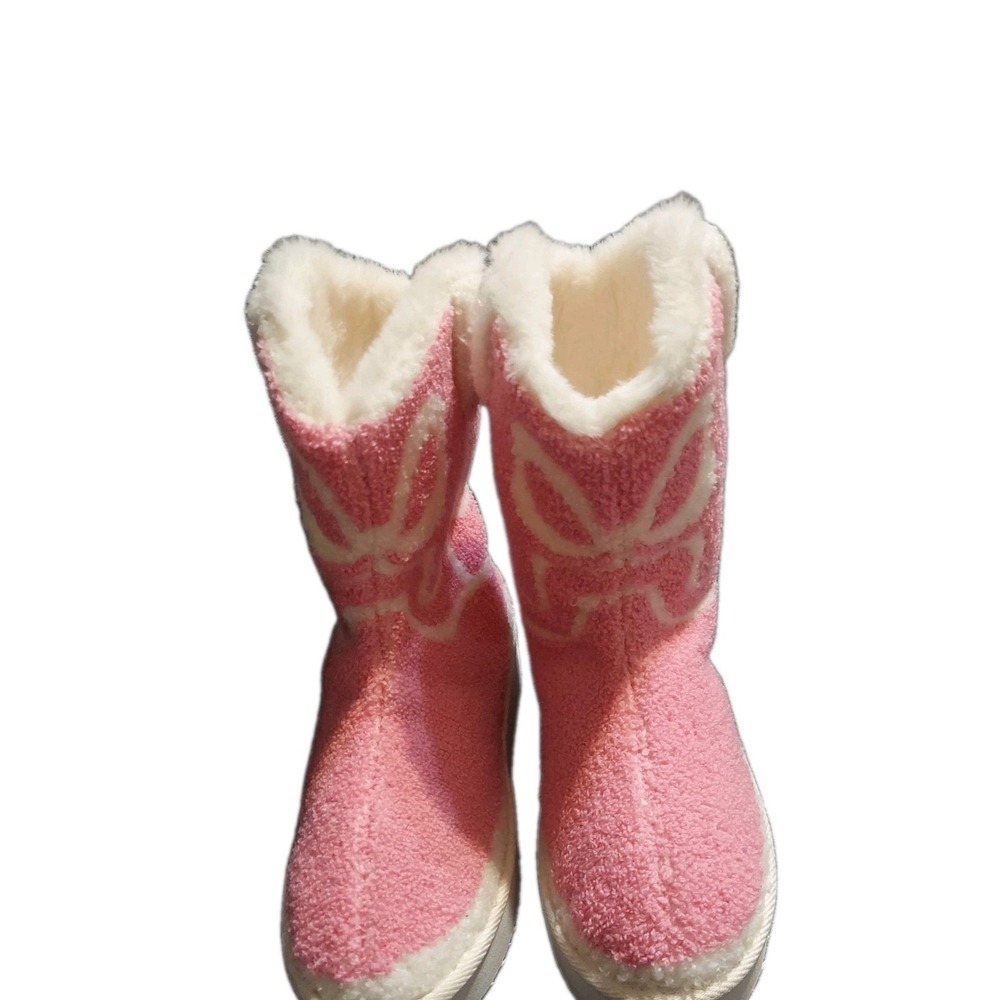 Pink Lily Slippers Women's US NWOT Size 9 Cowboy Boot Slippers  Cable Knit Shoes